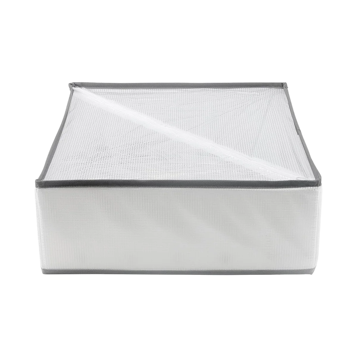 Foldable clothes storage organizer with 6 transparent grids, lightweight and portable for wardrobe or drawer use