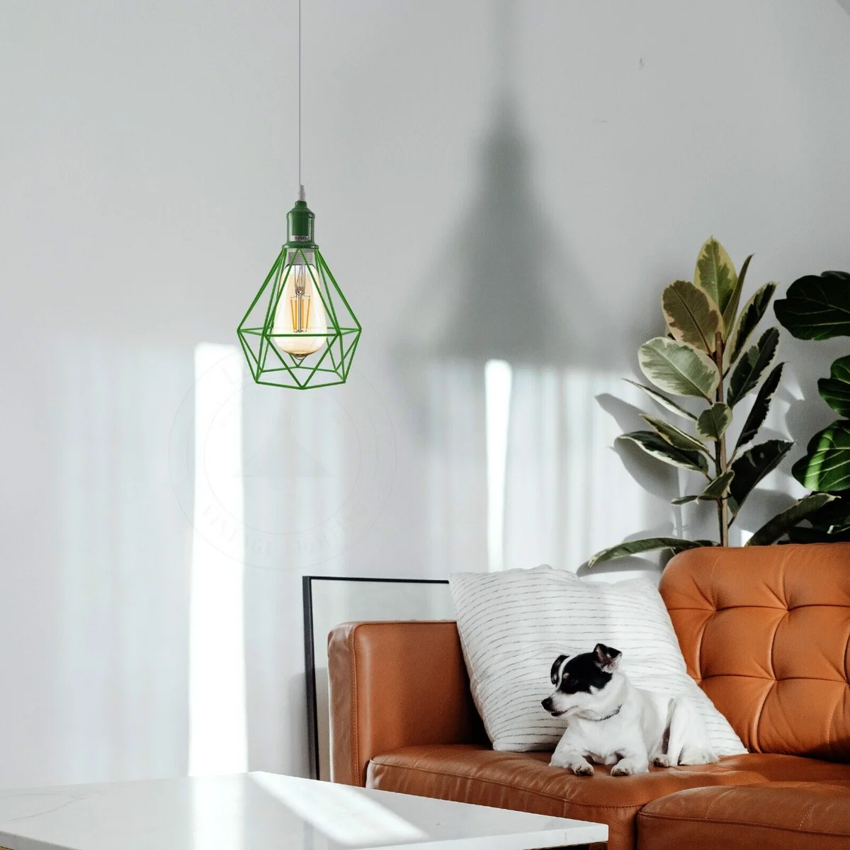 Vintage metal pendant light with industrial cage design, black finish, hanging ceiling lamp for indoor use