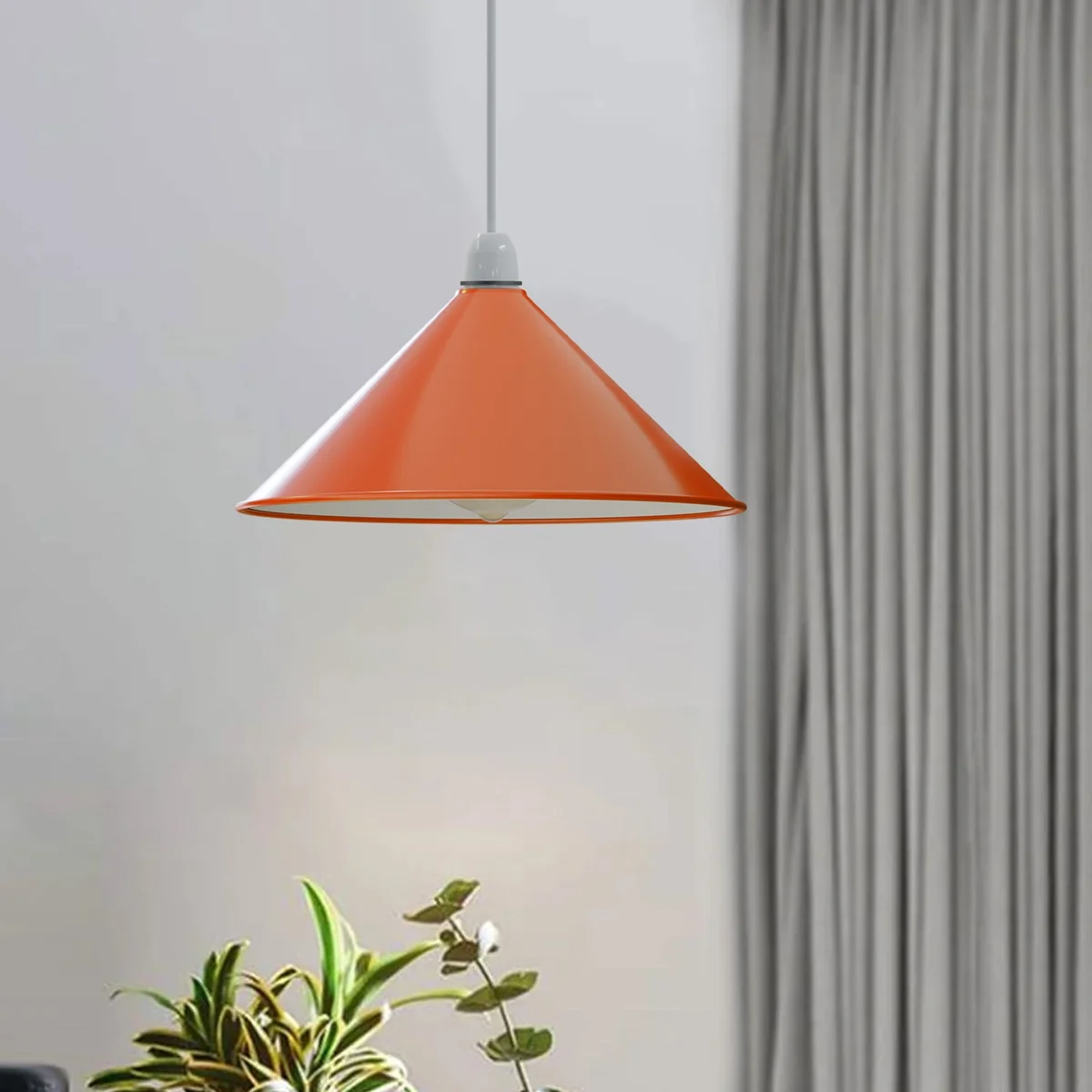 Large retro-style metal cone lampshade in black with reducer plate, showcasing easy fit lampshade design for indoor use
