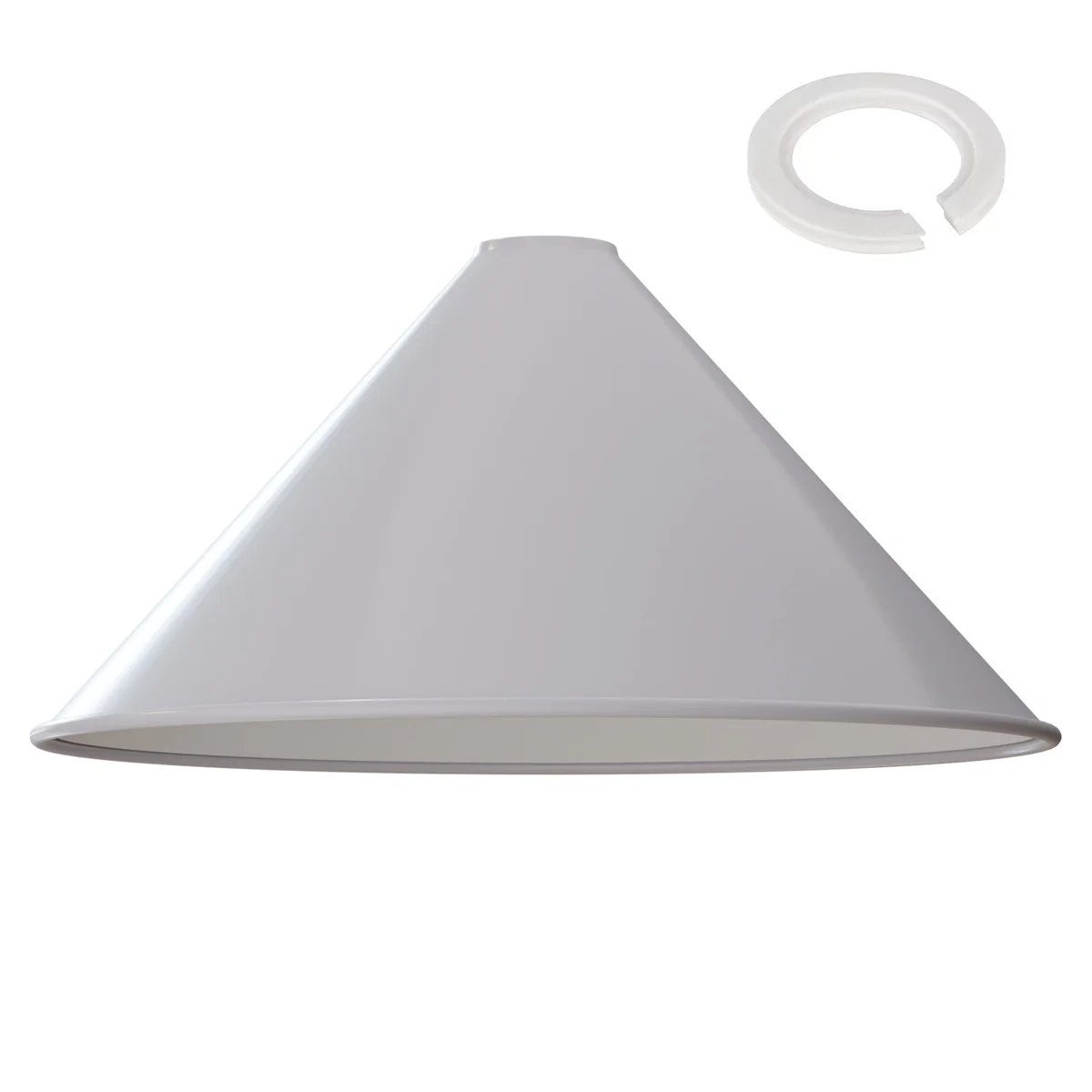 Large metal cone lampshade in vintage style with reducer plate, designed for indoor living room lighting, 36cm diameter