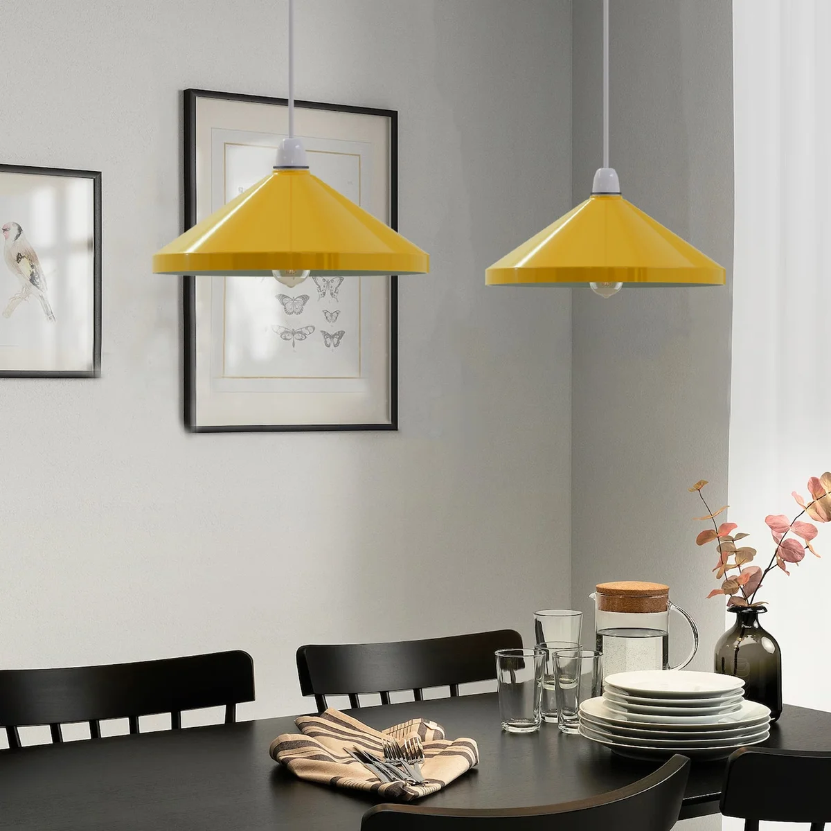Vintage metal lampshade in cone shape with easy fit design, durable metal construction, 33.5cm diameter, indoor use
