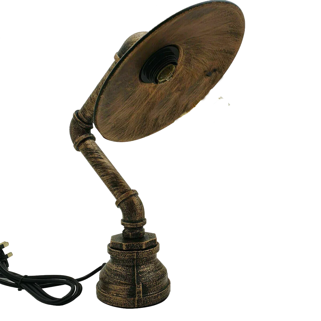 Steel pipe lamp with brushed copper shade, 22 cm diameter, 4 cm height, rustic industrial design
