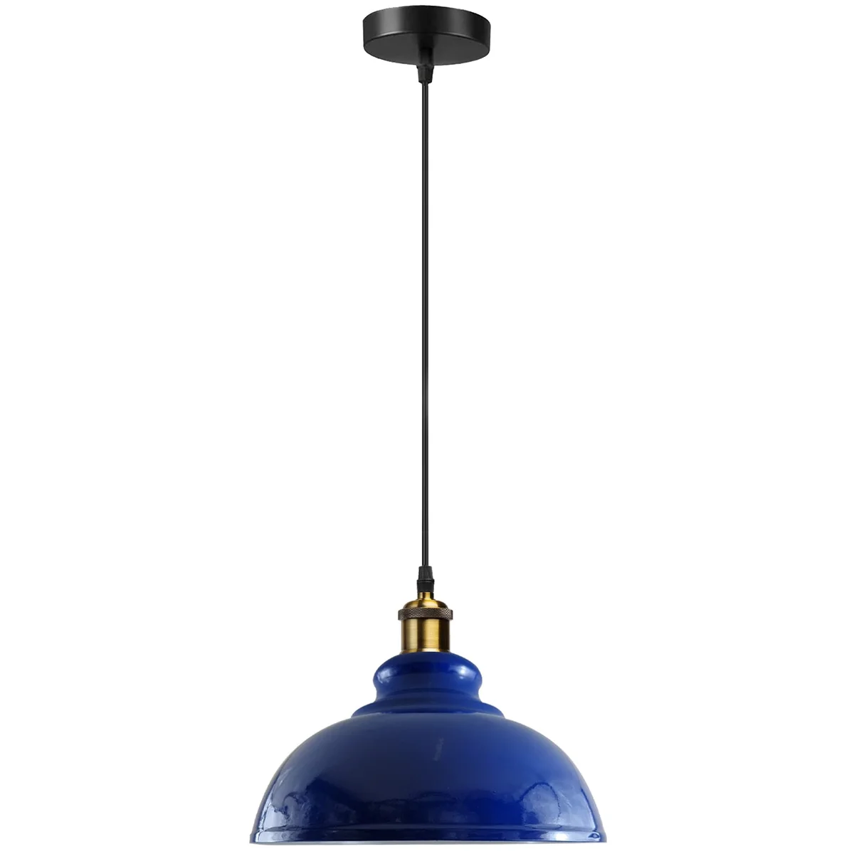 Modern industrial dome cord pendant light with metal shade and 95cm PVC cable hanging from ceiling canopy