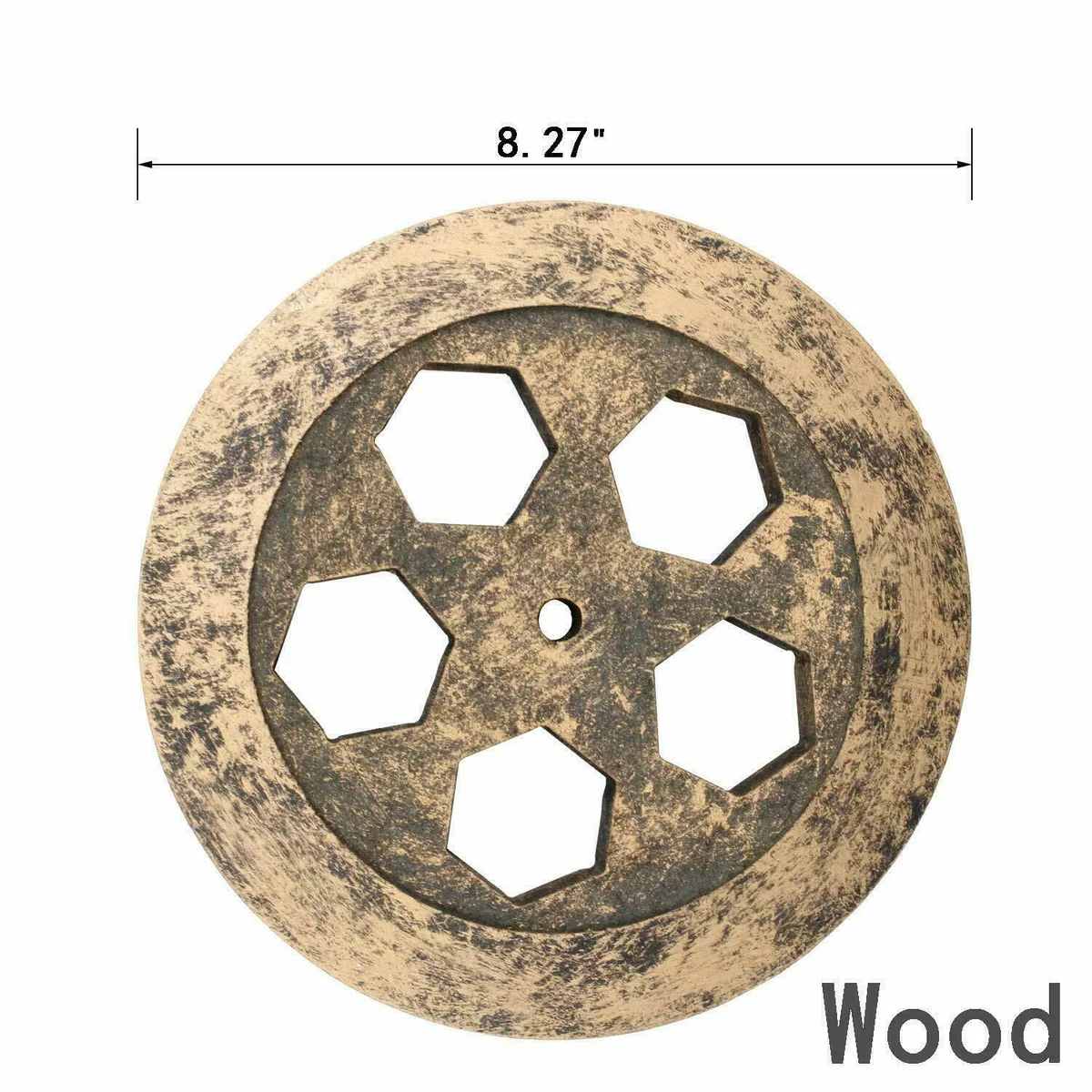 Industrial pulley wheel wood and iron lamp wall sconce with protective iron cage and adjustable hanging height mechanism