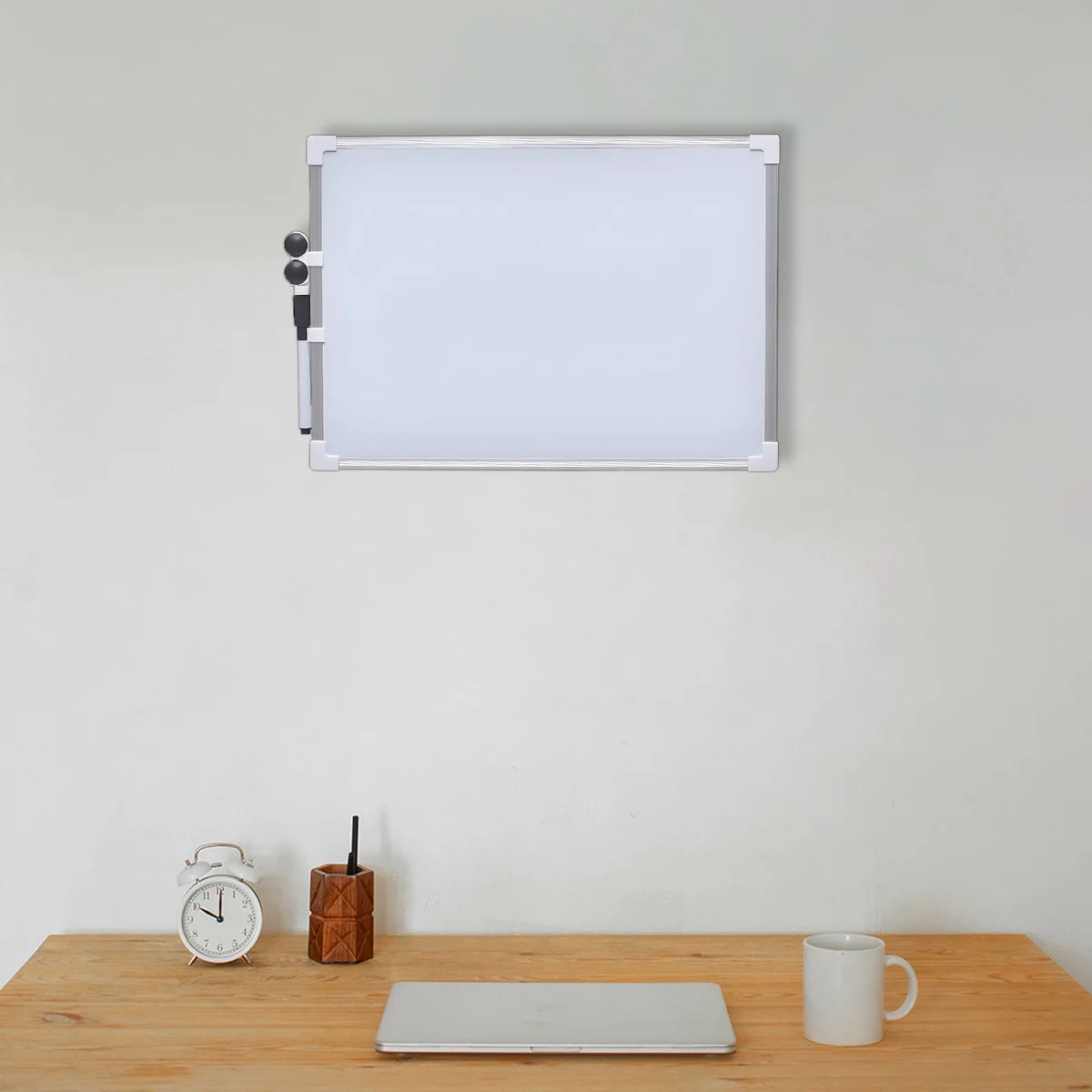 Magnetic white board with aluminium frame and pen tray, lightweight and portable for home, office, or school use