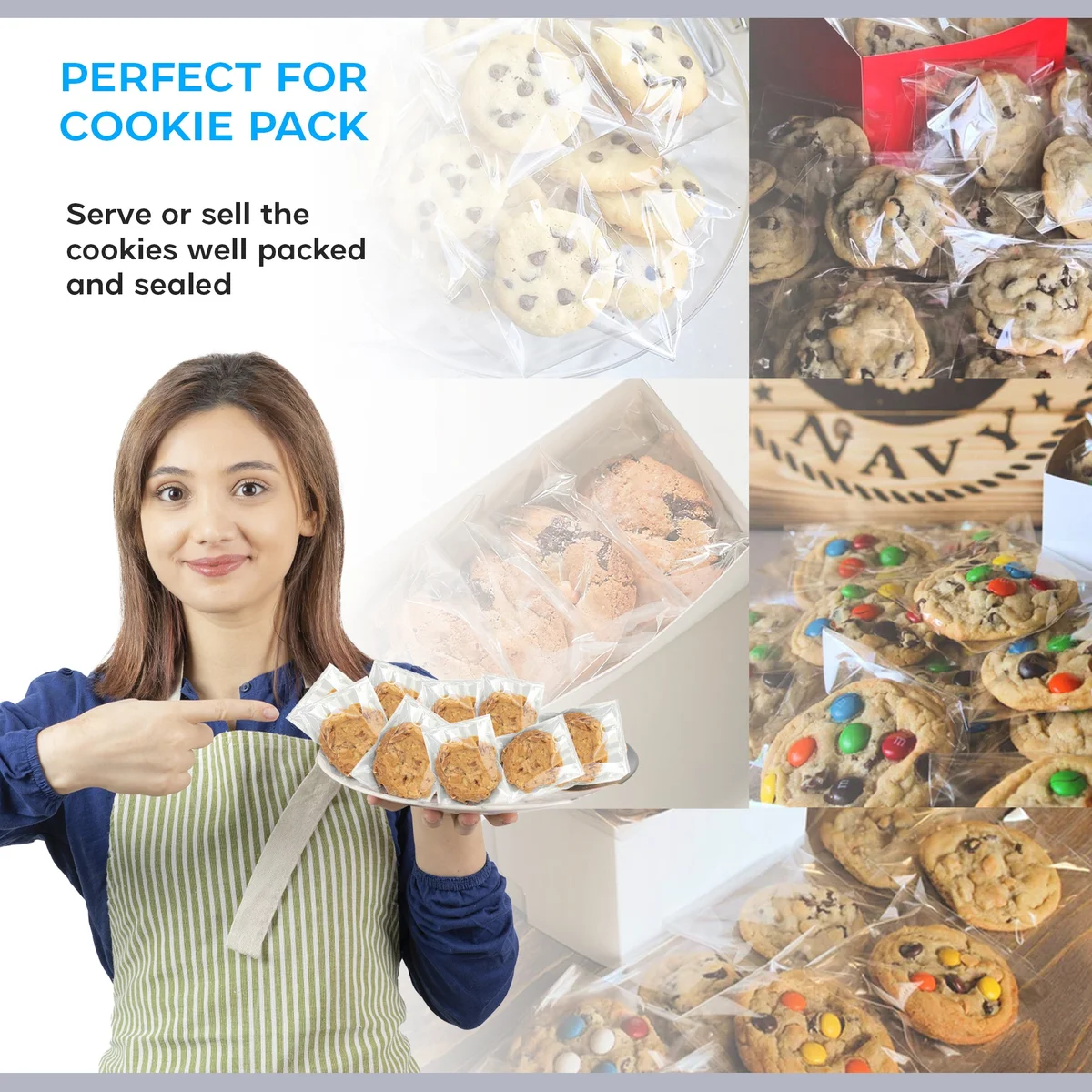Clear resealable zip poly bags stacked, showing transparent, lightweight, foldable design for food and item storage