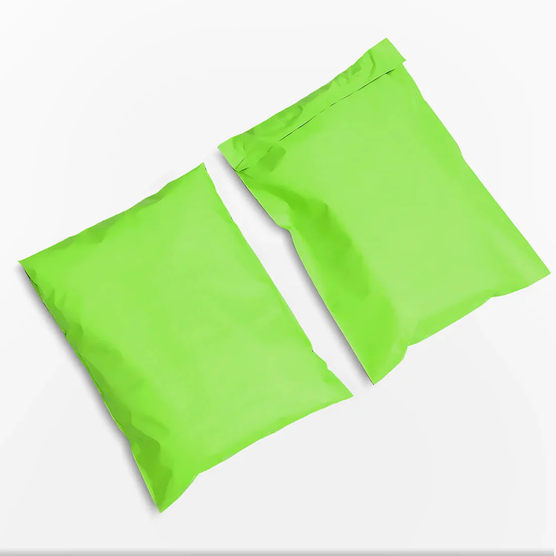 Stack of lightweight plastic mail bags with self-adhesive seal, measuring 32cm by 45cm, made from durable polyethylene