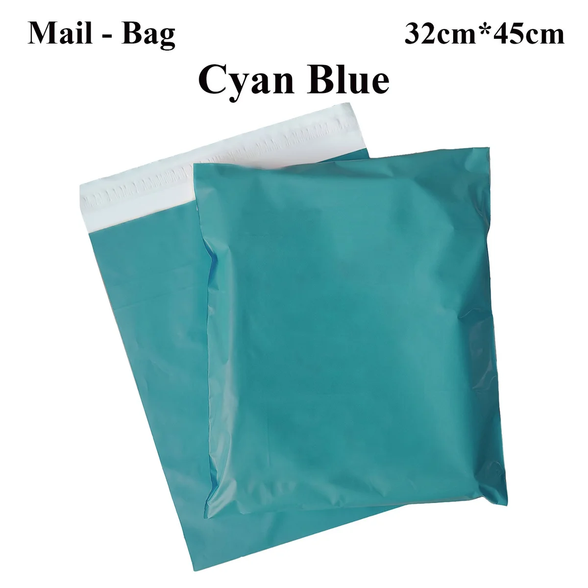 Stack of clear self-adhesive mailing bags made of durable polyethylene, sized 32cm by 45cm, with peel and seal closure