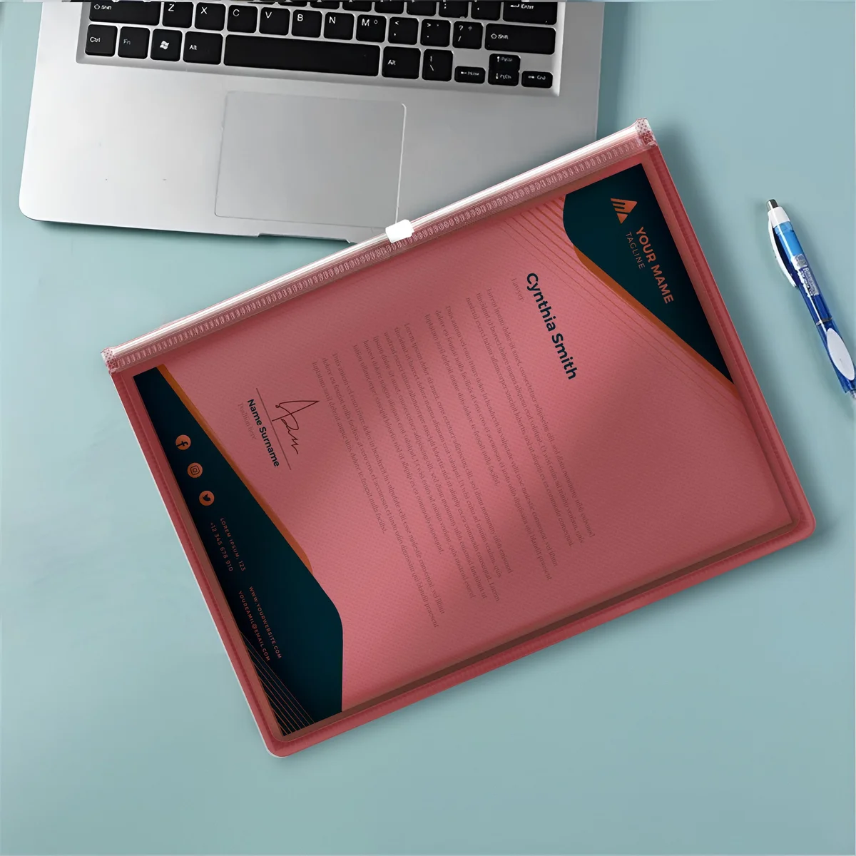 Set of 12 clear plastic zipper document bags in A4 and A5 sizes, showing smooth zip closure and translucent material