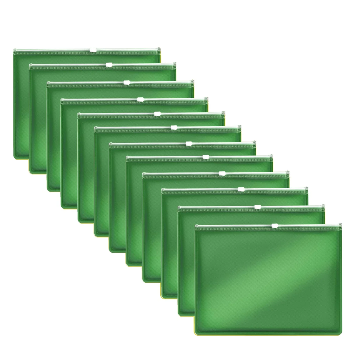 Set of 12 clear plastic waterproof zip-lock folders for A4/A5 documents, ideal portable document organisers for home and office use