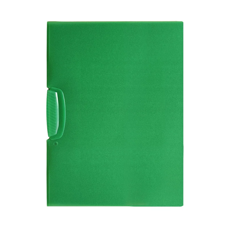 Four transparent plastic report covers with front swing clips stacked, ideal office document organisers for A4 papers