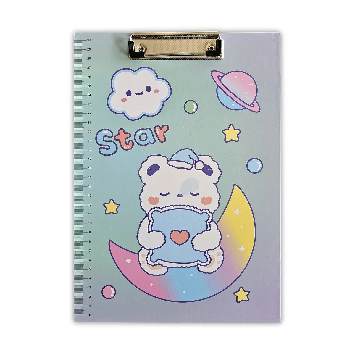 Set of four A4 cartoon design clipboards with ruler scale and low profile clip clipboard for holding up to 100 sheets