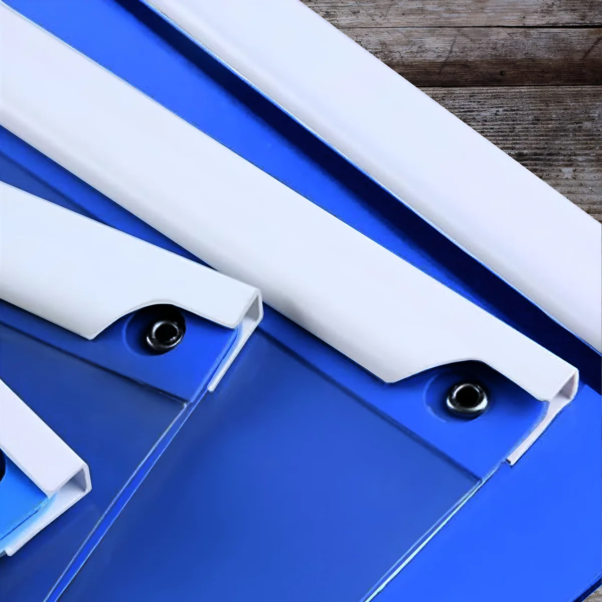 Six A4 rotating lever report folders stacked, showcasing durable polypropylene office document organiser design with swing clips