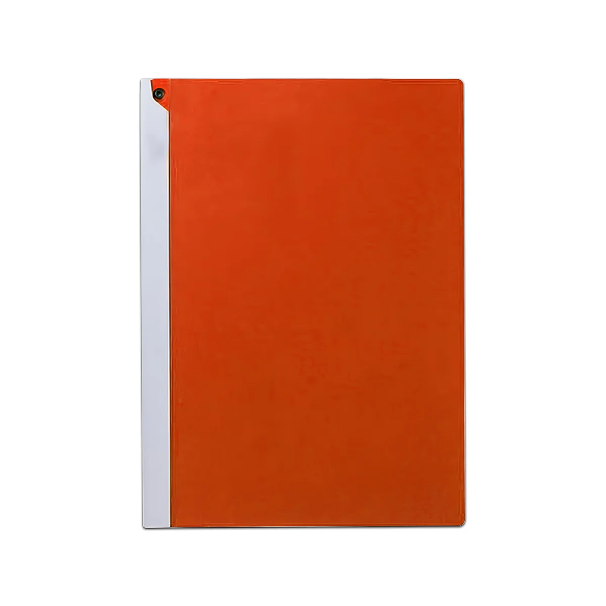 Six A4 rotating lever report folders in assorted colors, arranged fanned out on a white background
