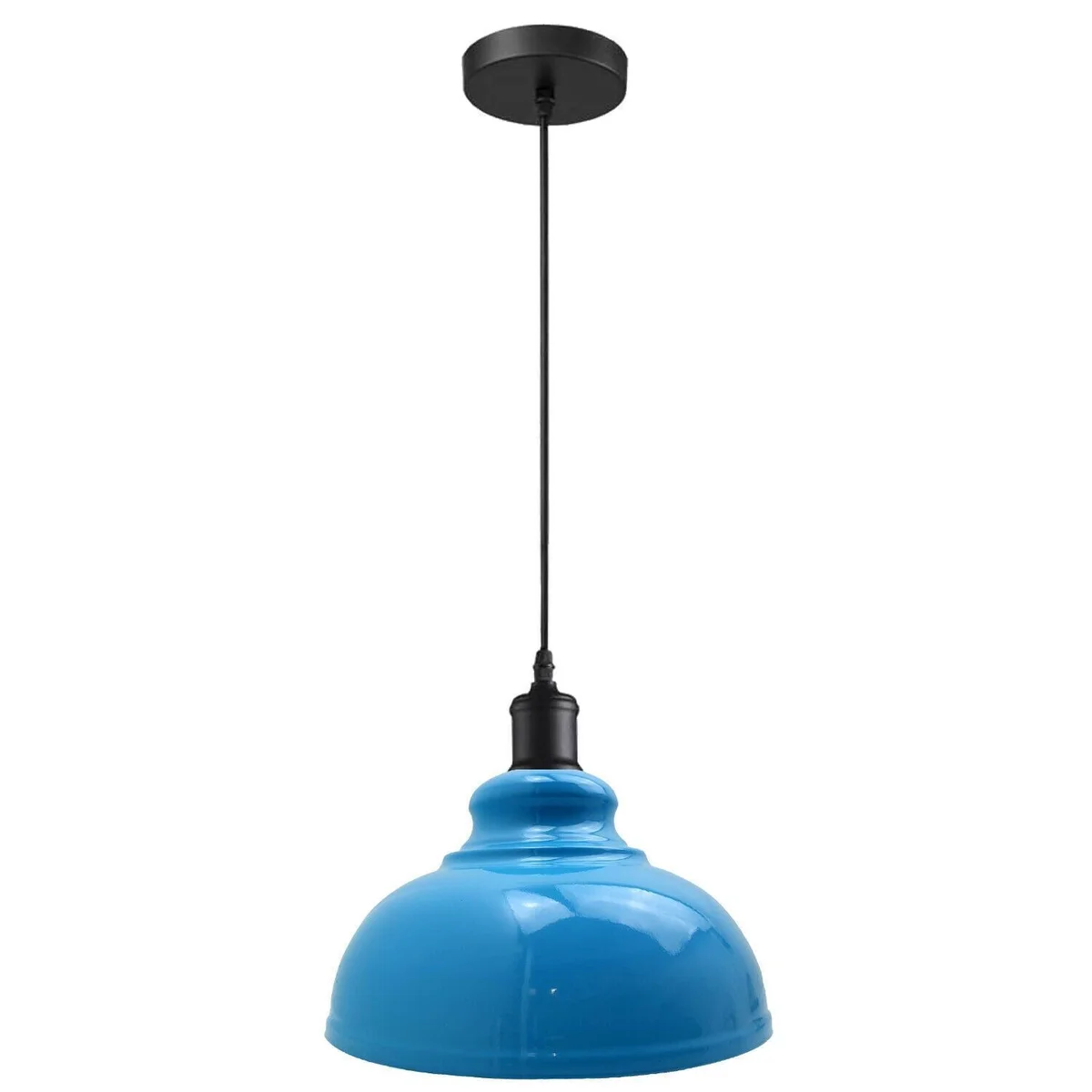 Dome-shaped modern pendant lighting with polished metal finish, adjustable cable, ideal for living rooms and cafes