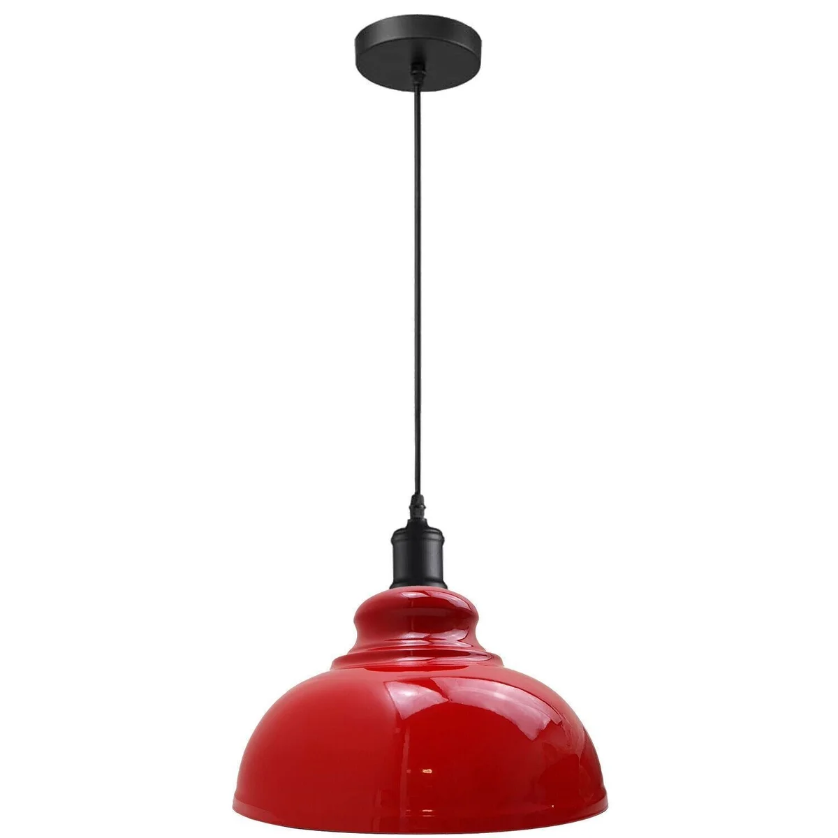 Adjustable dome pendant light with polished metal dome shade hanging from ceiling, ideal for modern interiors and ambient lighting