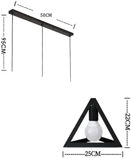 Modern matte black pendant light with three geometric triangle shades hanging from adjustable cables on linear base
