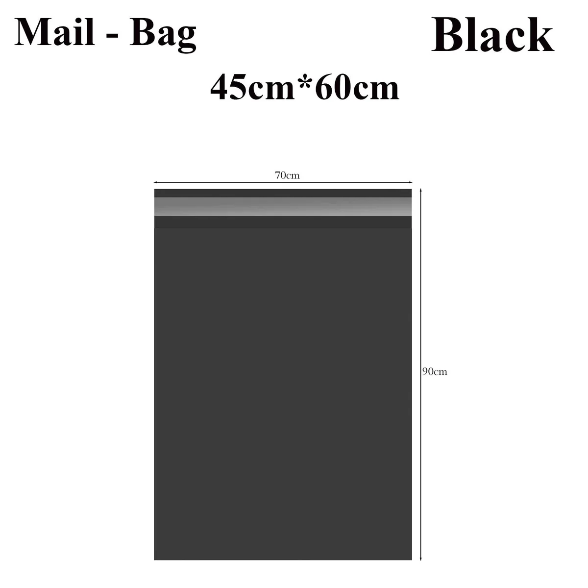 Stack of mixed size polyethylene mailing bags with self-seal adhesive closures on white background