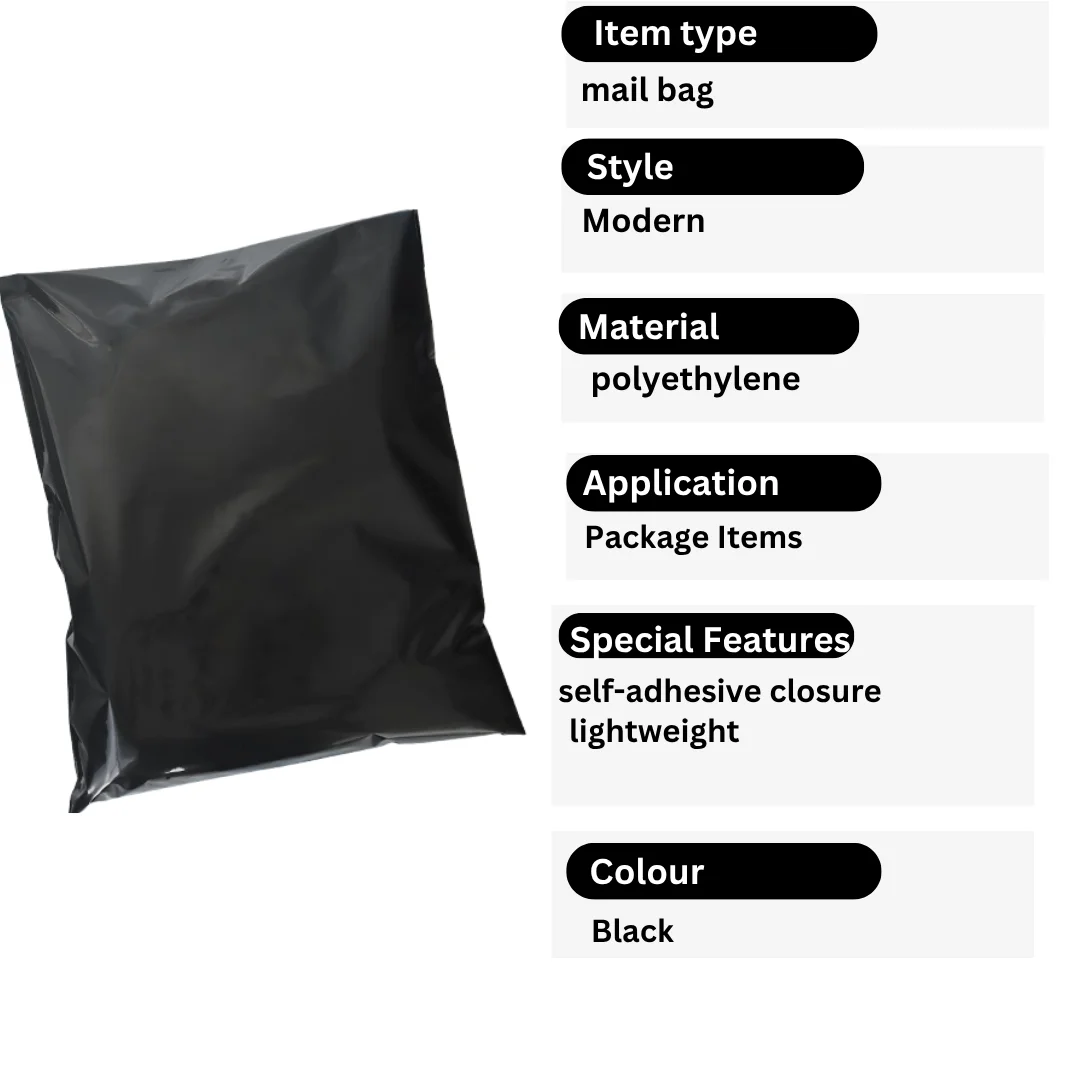 Stack of large 55x70cm self-adhesive mail bags made of durable, waterproof polyethylene material with sealed edges