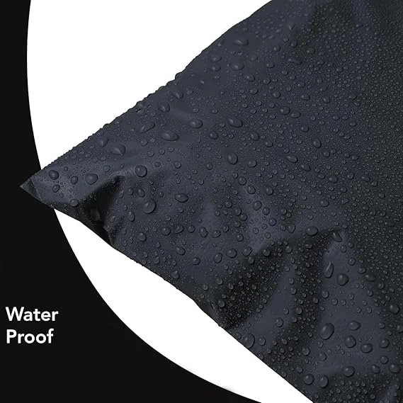 Stack of large black polyethylene mailing bags measuring 40x55cm with self-adhesive waterproof seal
