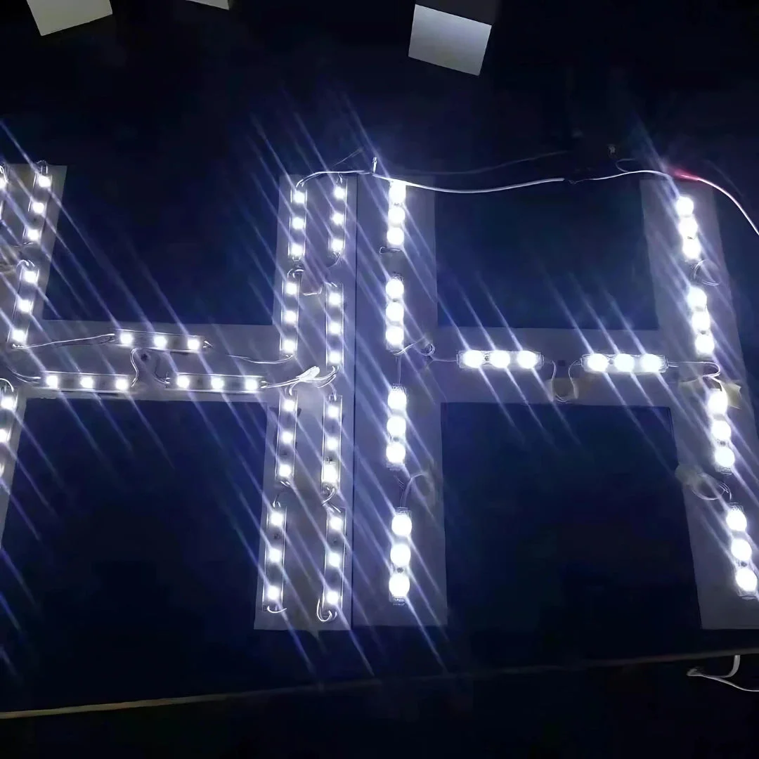 Close-up of 12V LED module light strip showing retro style SMD LEDs with IP67 waterproof rating and adhesive backing