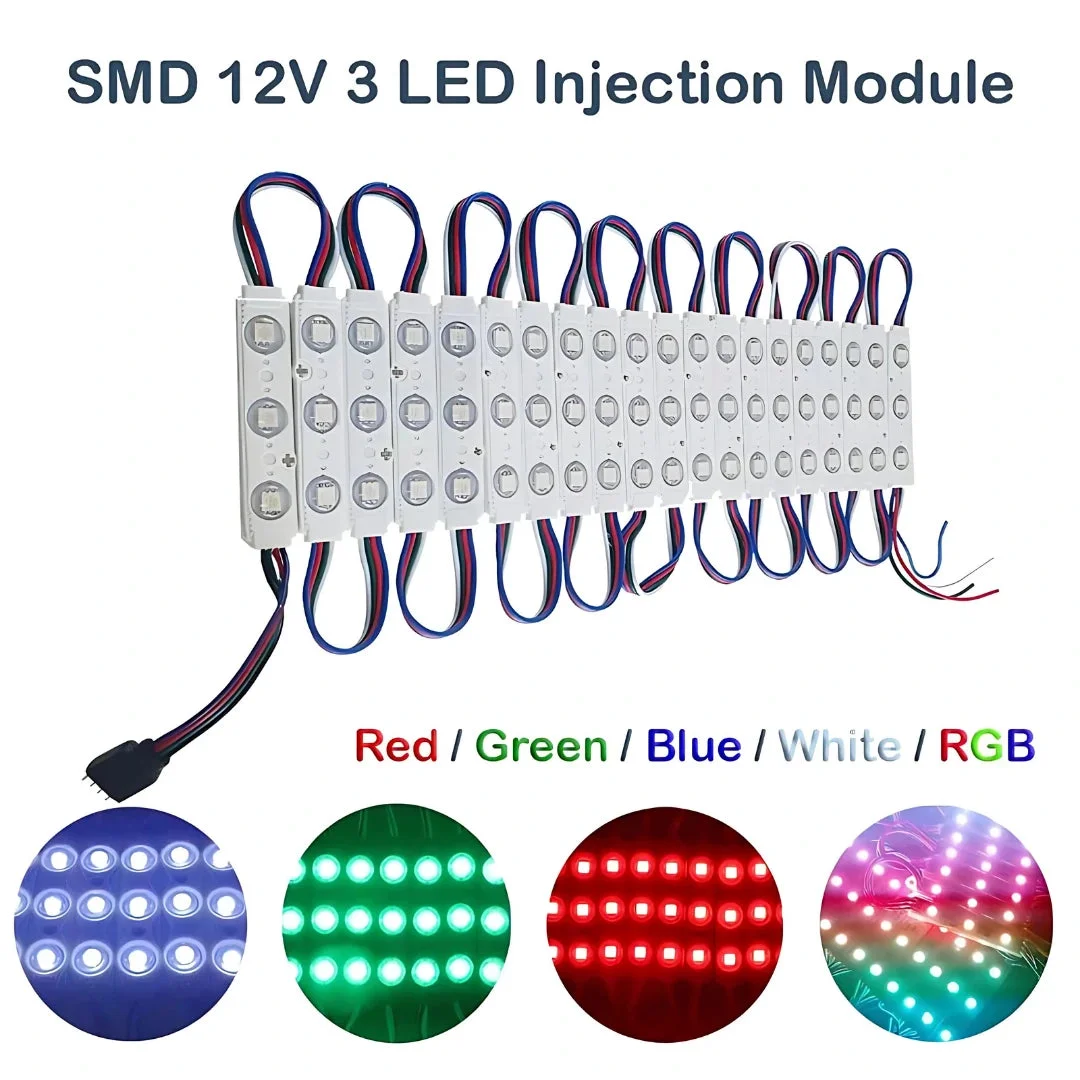 12V LED module light strip showing retro style SMD LEDs with IP67 waterproof rating and double-sided adhesive backing