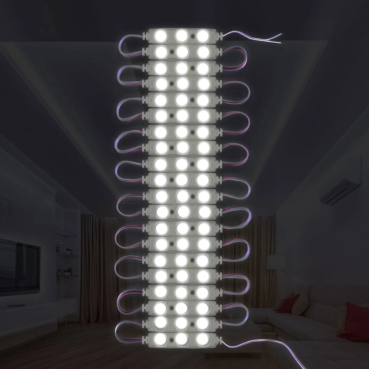 Cool white IP67 waterproof LED module with adhesive tape, slim design for 12V outdoor and indoor lighting applications