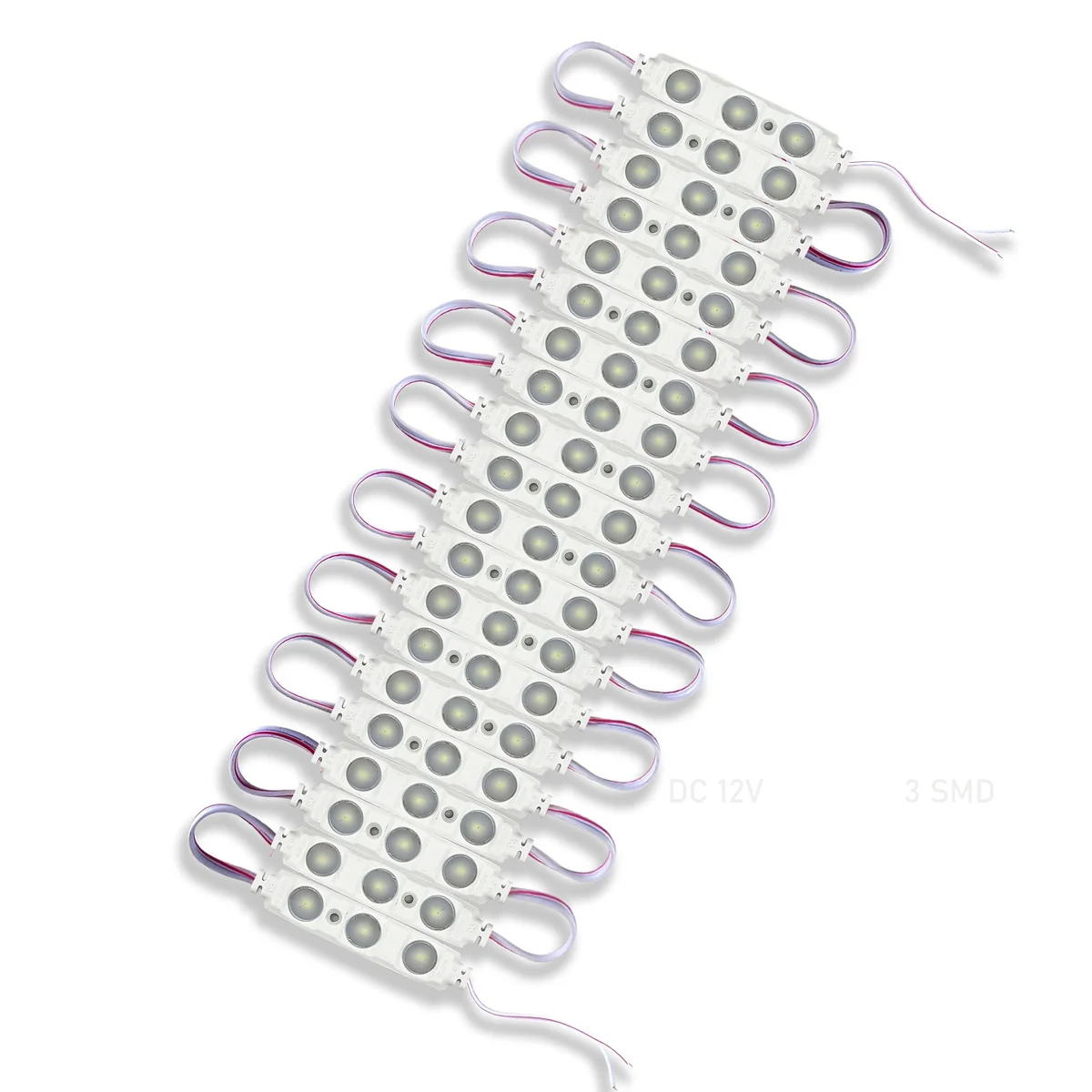 Cool white LED module with IP67 waterproof rating and self-adhesive tape for easy installation on various surfaces