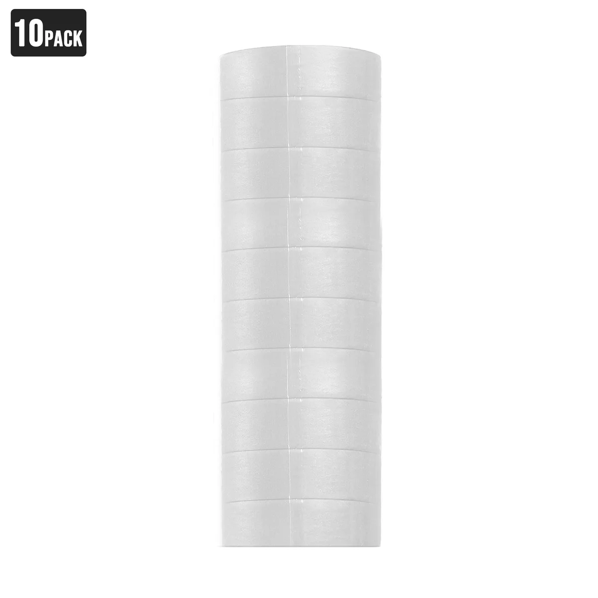 Ten rolls of red, white, and blue waterproof electrical tape stacked, showing double-sided PVC insulating tape rolls