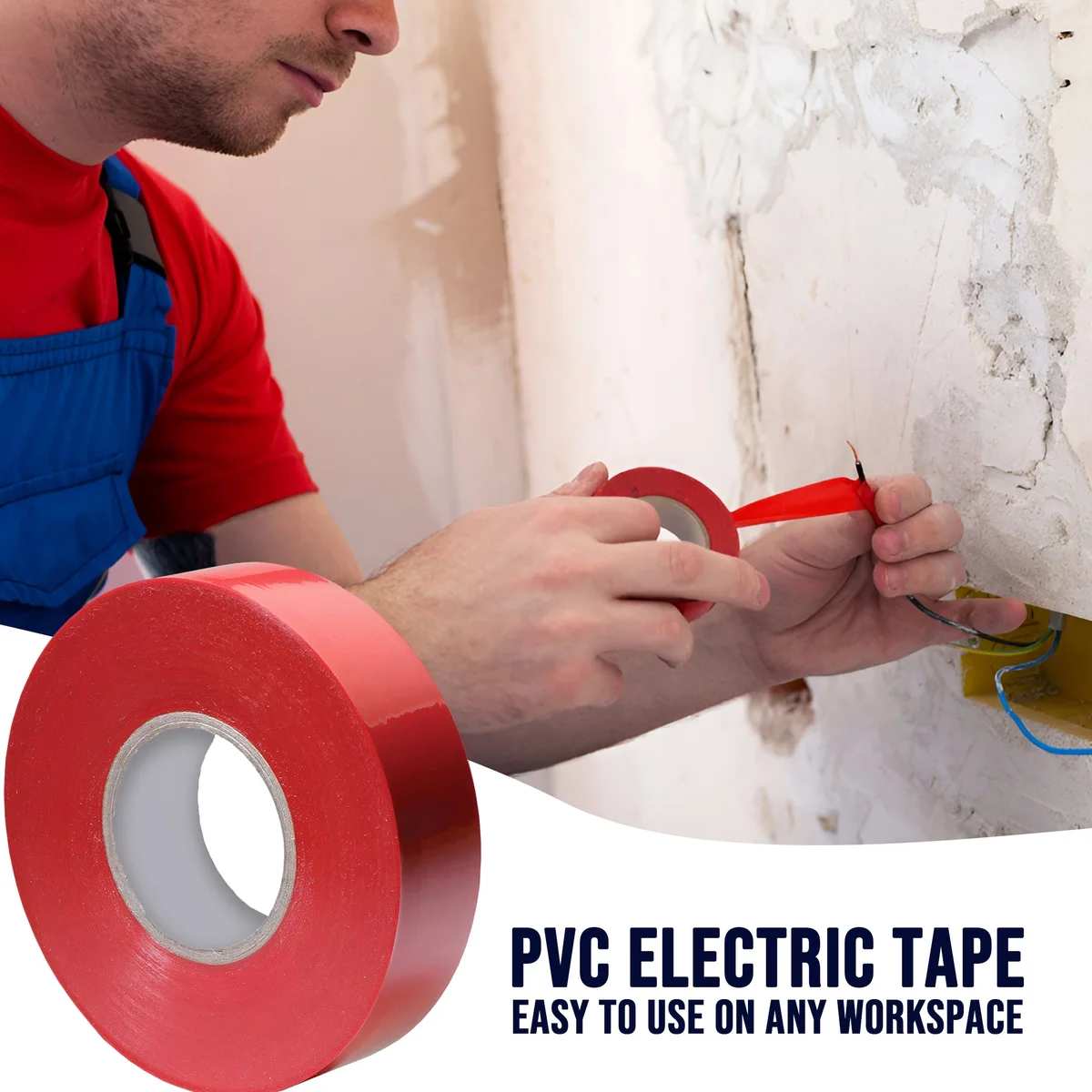 Ten rolls of red, white, and blue PVC removable adhesive tape for electrical insulation and waterproof protection