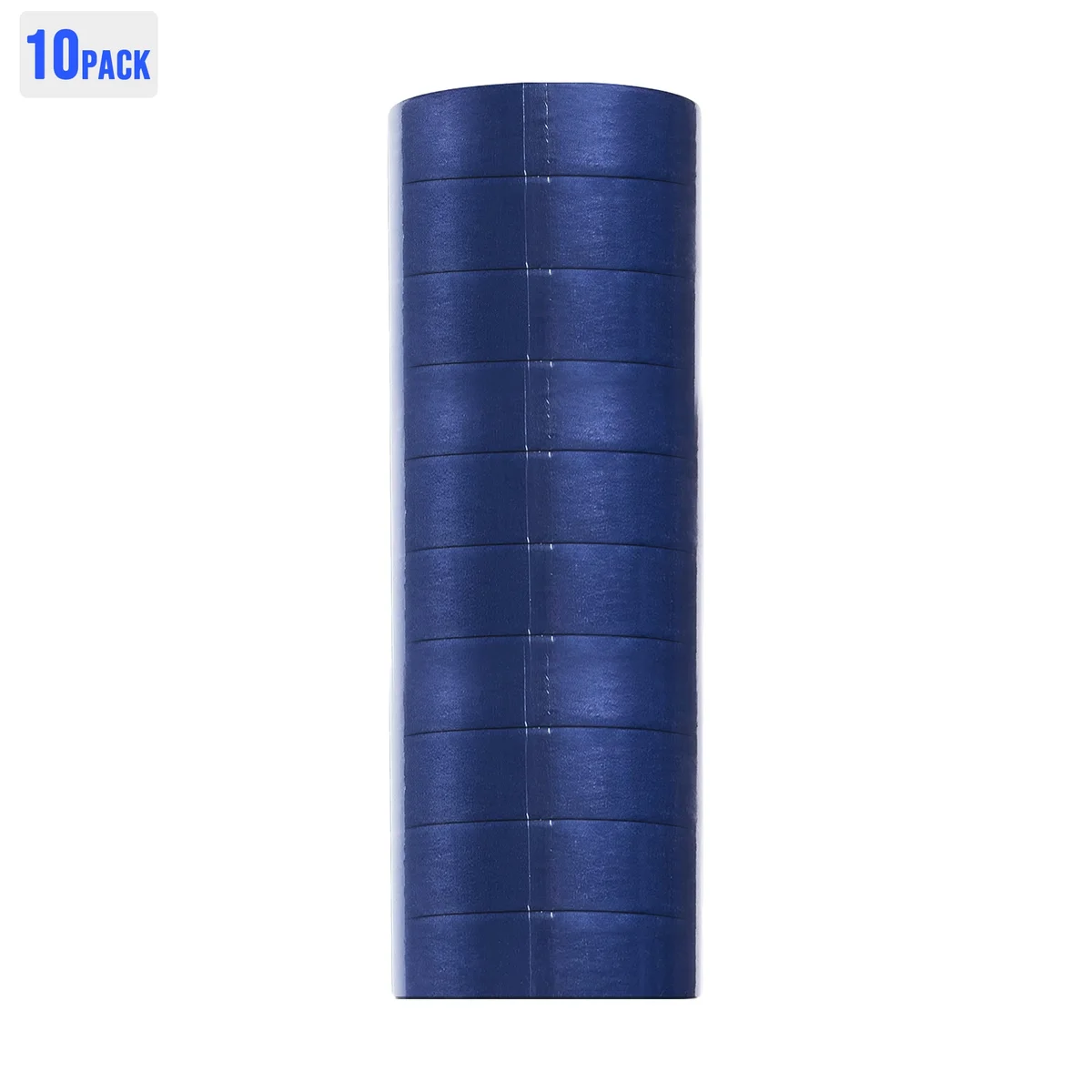 Ten rolls of red, white, and blue PVC electrical insulating tape stacked, showing vibrant colors and smooth texture