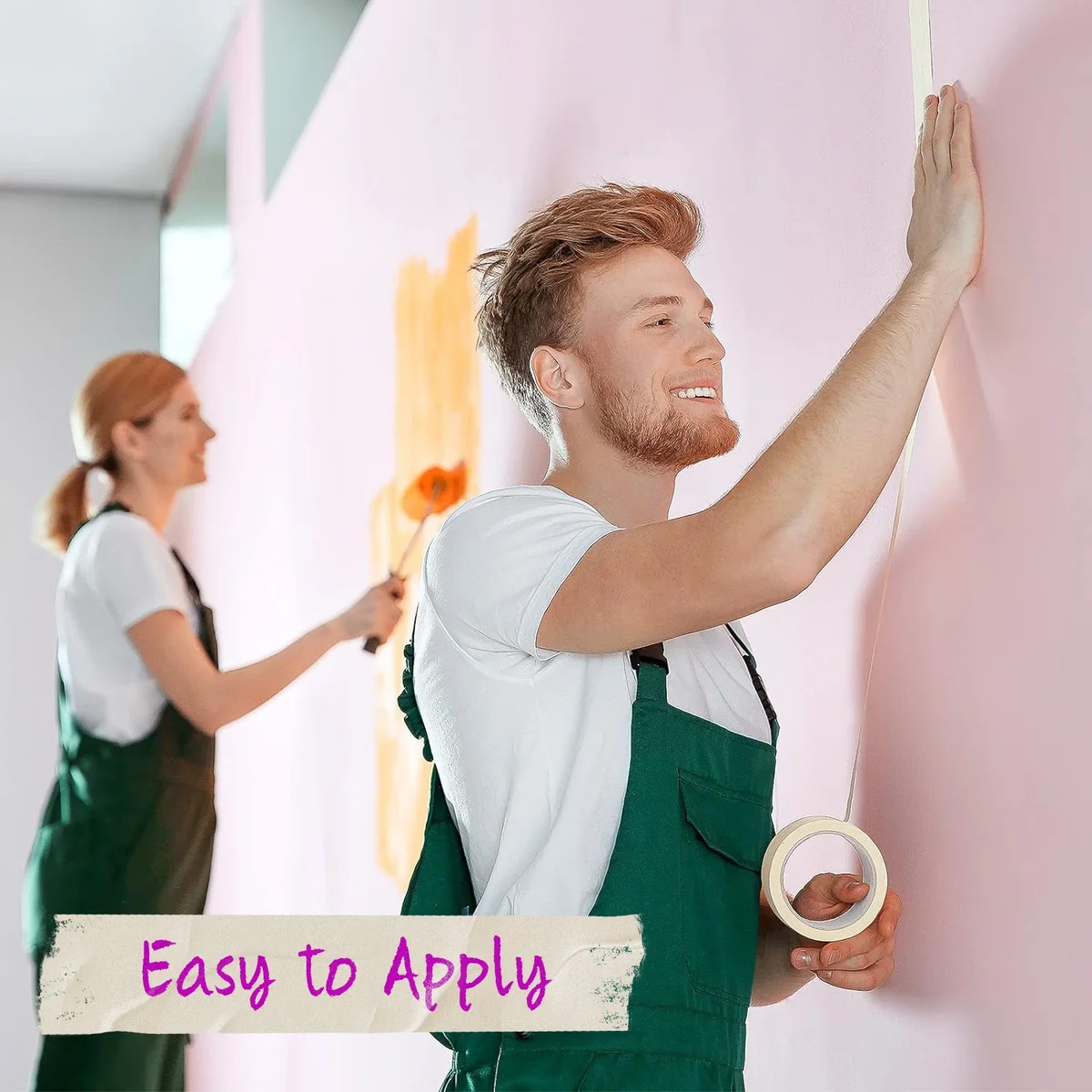 Roll of crepe paper masking tape painter with easy tear edges and 4.8 cm width for clean paint lines indoors and outdoors