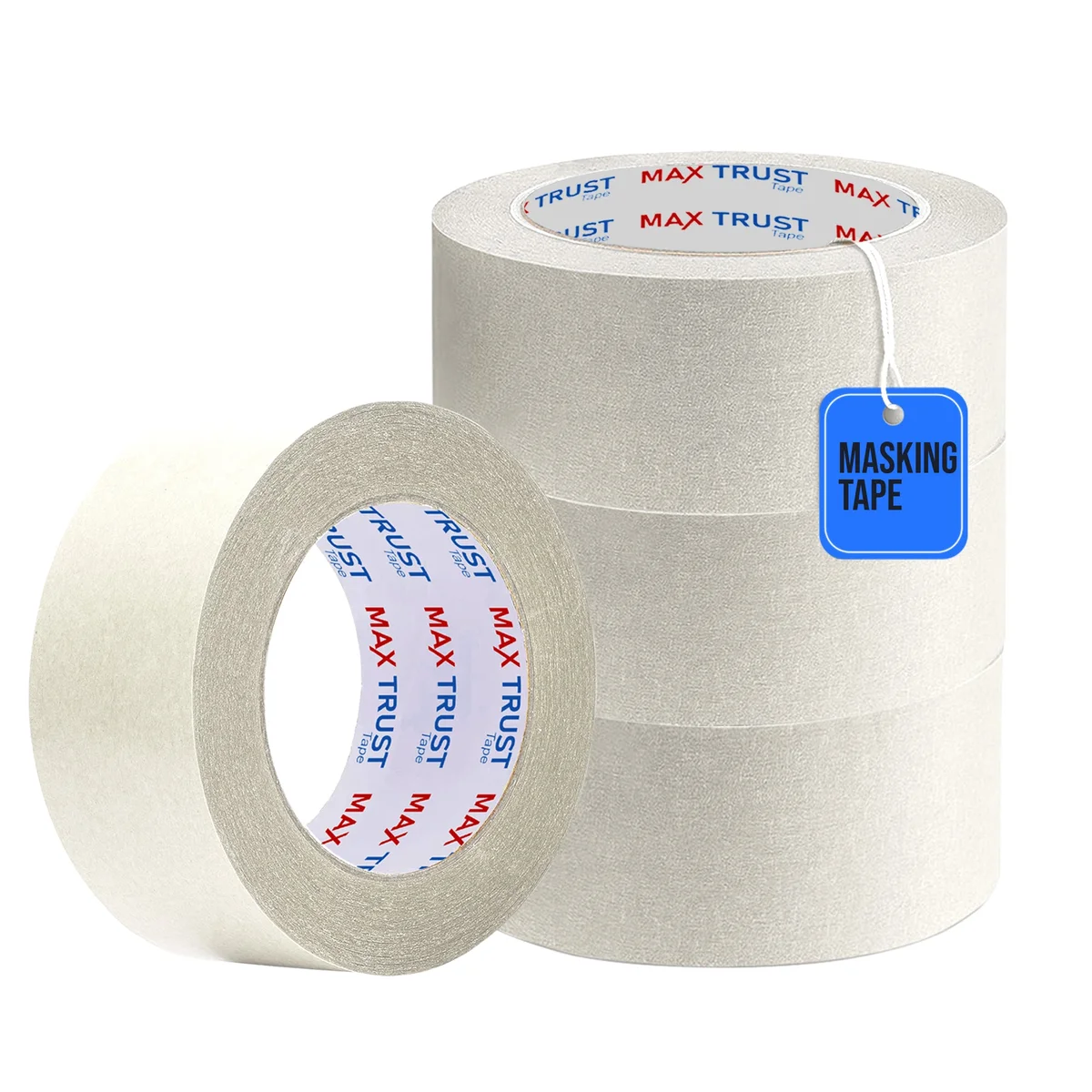 Roll of crepe paper masking tape painter’s tape, 4.8 cm wide, easy tear, no residue, 45m length for clean paint lines