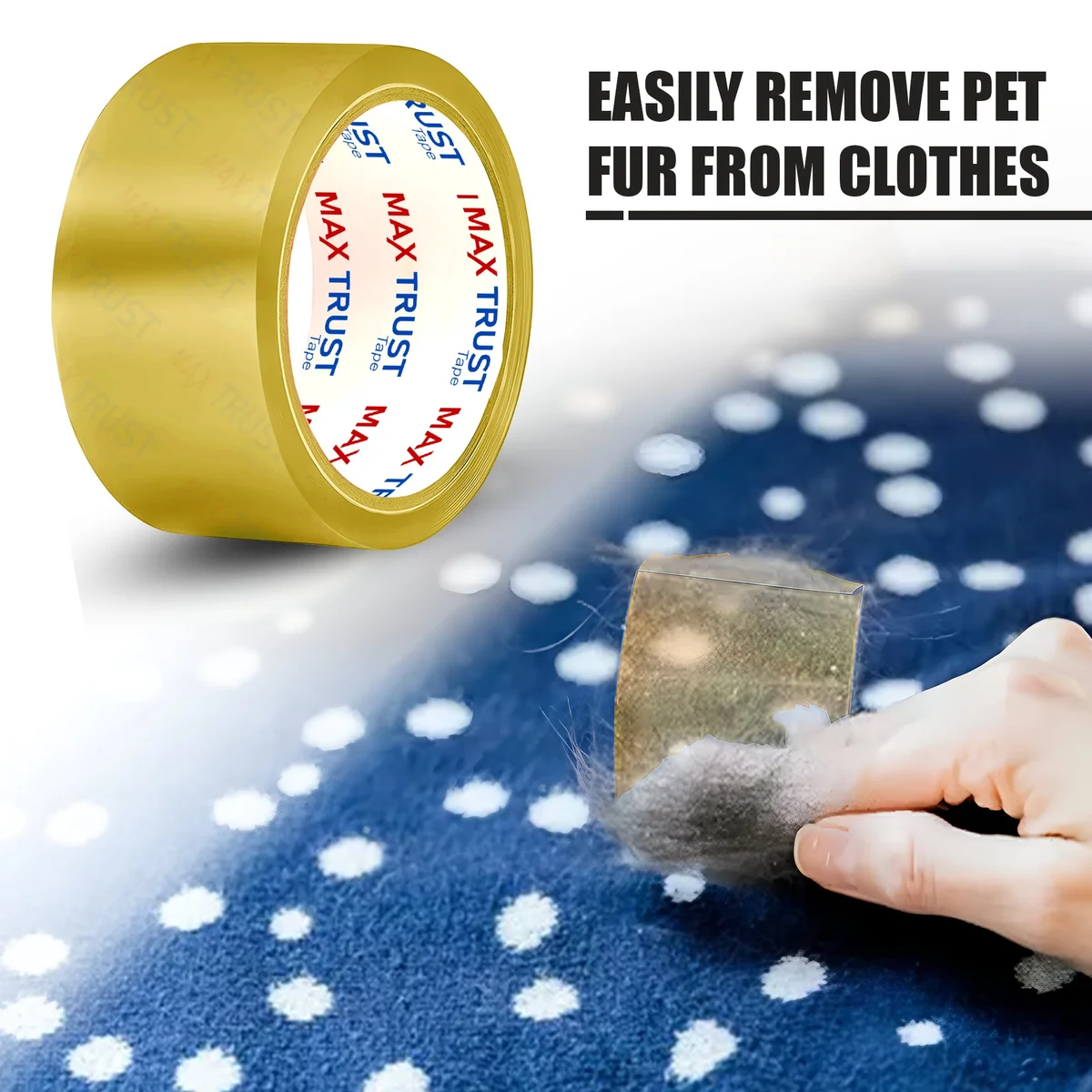 Clear, transparent roll of heavy duty packing tape with a self‑adhesive surface, displayed on a flat surface