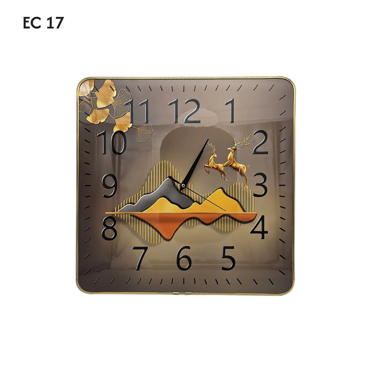 Vintage wall clock with crystal porcelain scenery art, square shape, large clear analog numbers, battery operated design