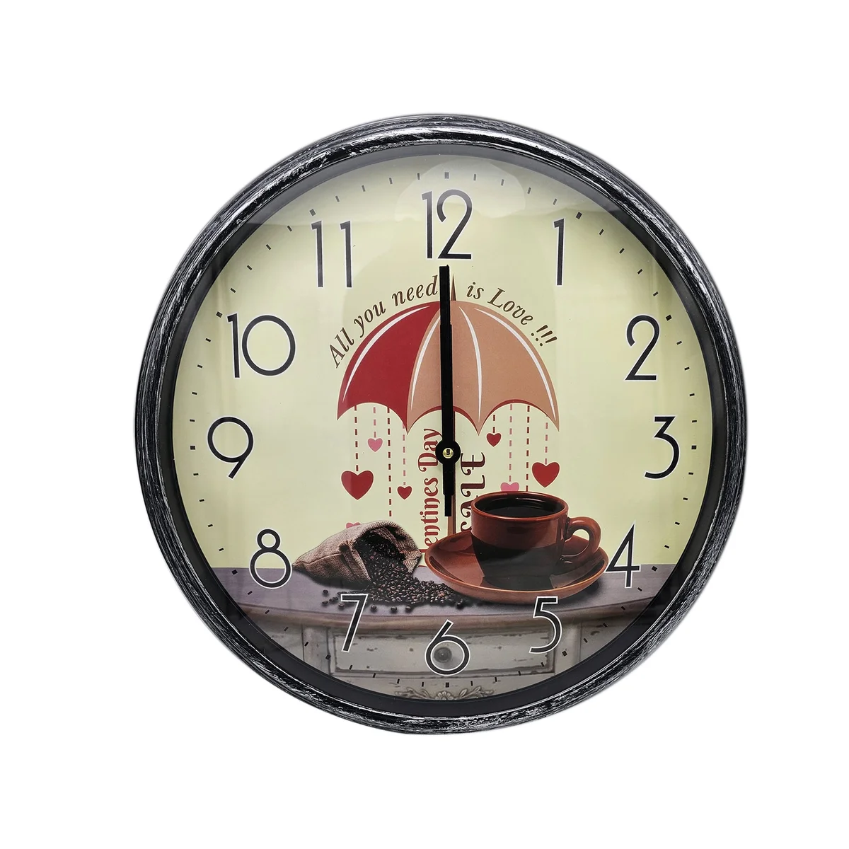 Shabby Chic patchwork indoor decorative clock with colorful wooden frame and metal hands, 33 cm round vintage style wall clock