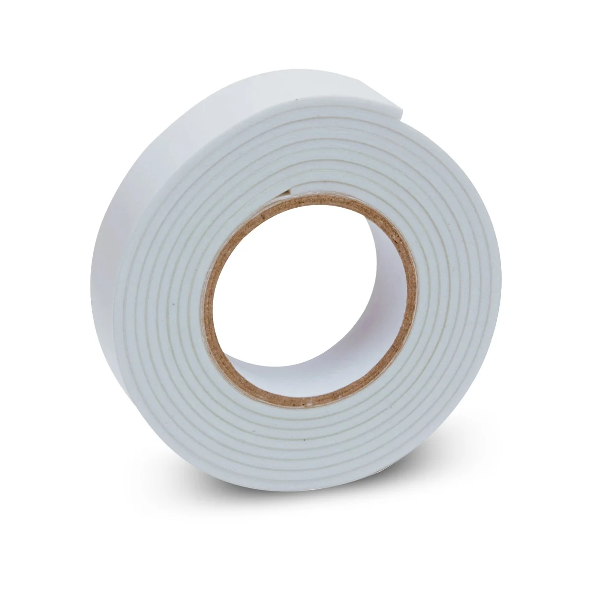 Six white heavy duty strong self adhesive tape rolls made from waterproof EVA foam, arranged side by side on a white background
