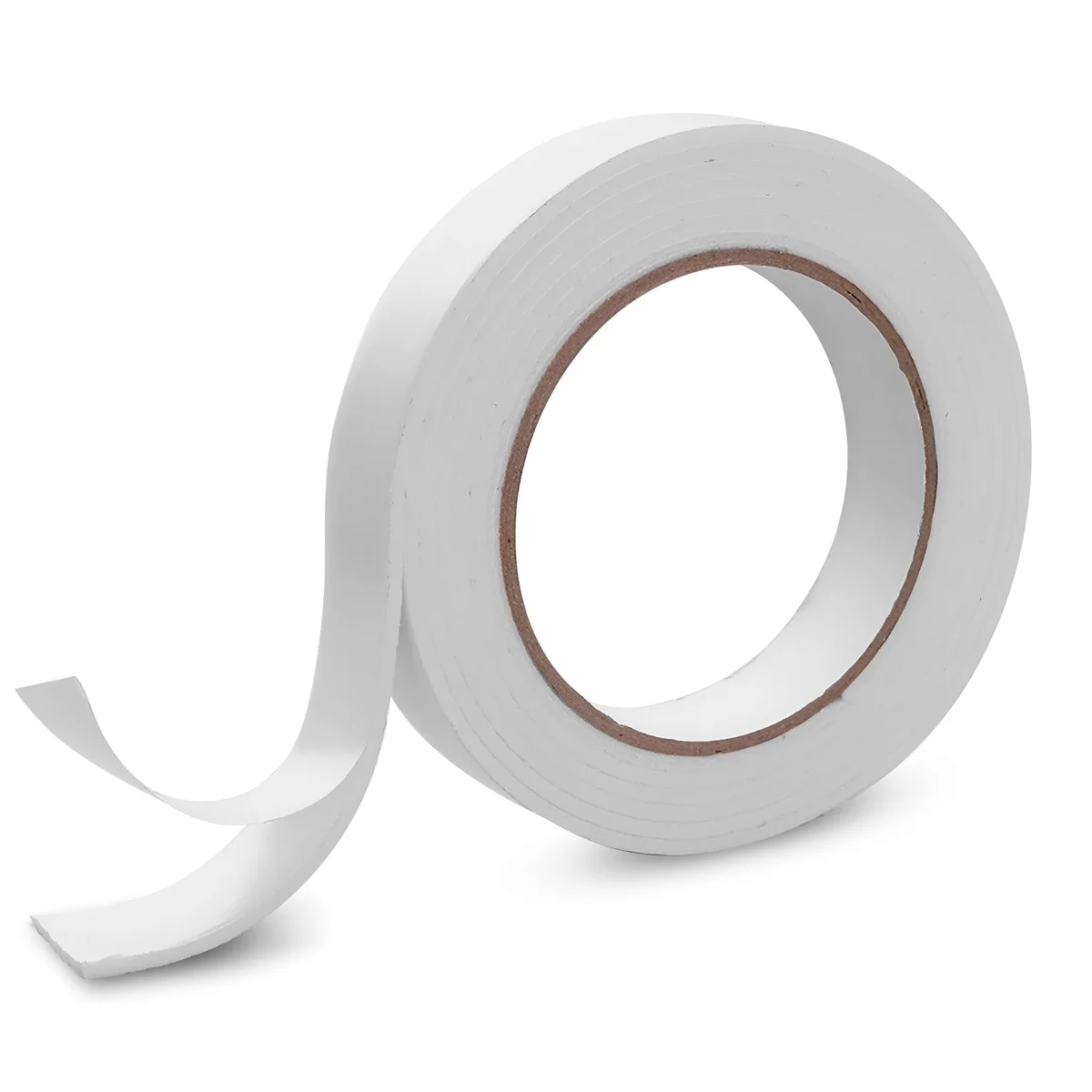 Six white rolls of heavy duty double sided tape made from waterproof EVA foam, arranged in two rows on a white background