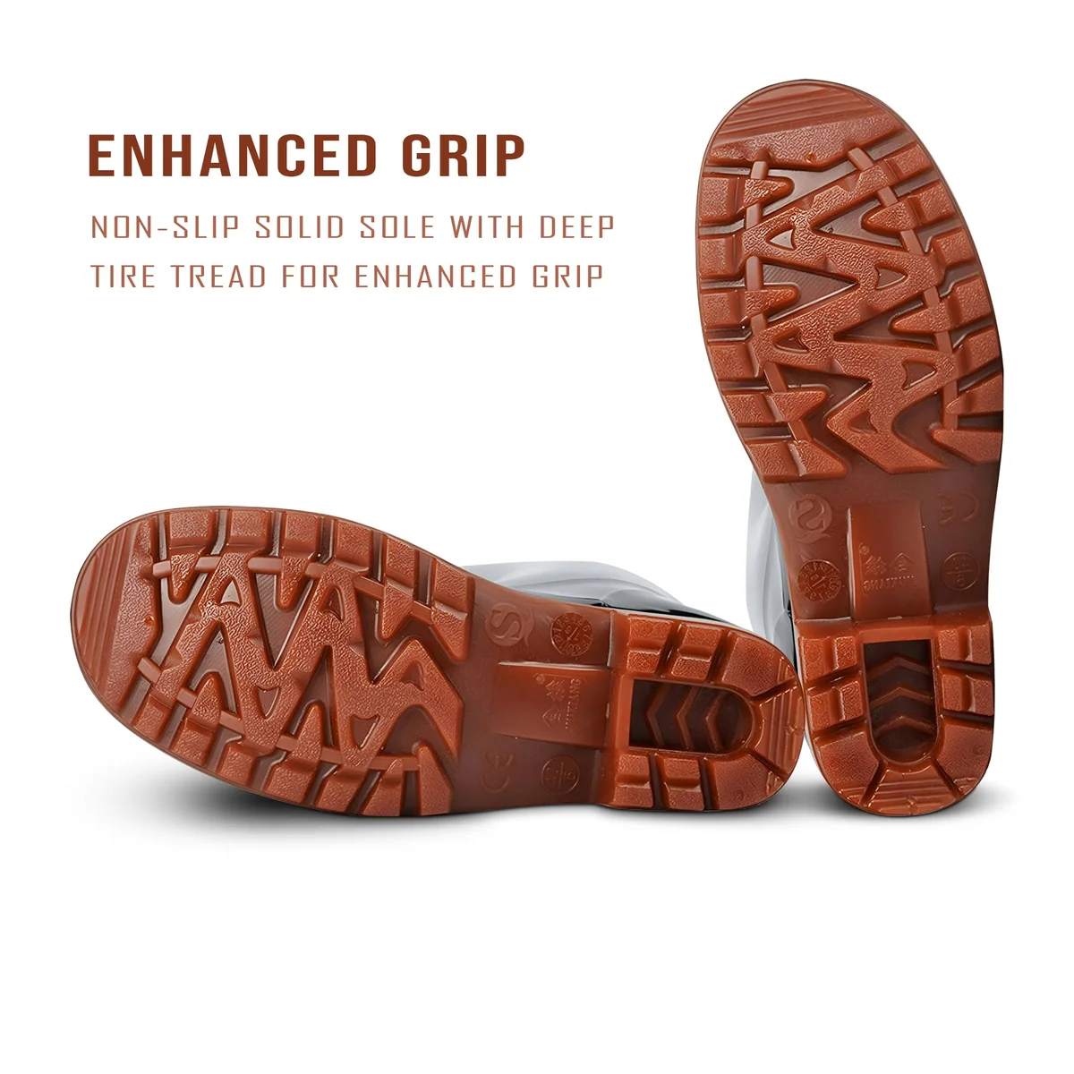 Pair of waterproof wellington boots made of durable PVC with slip-resistant soles and foldable design for easy storage