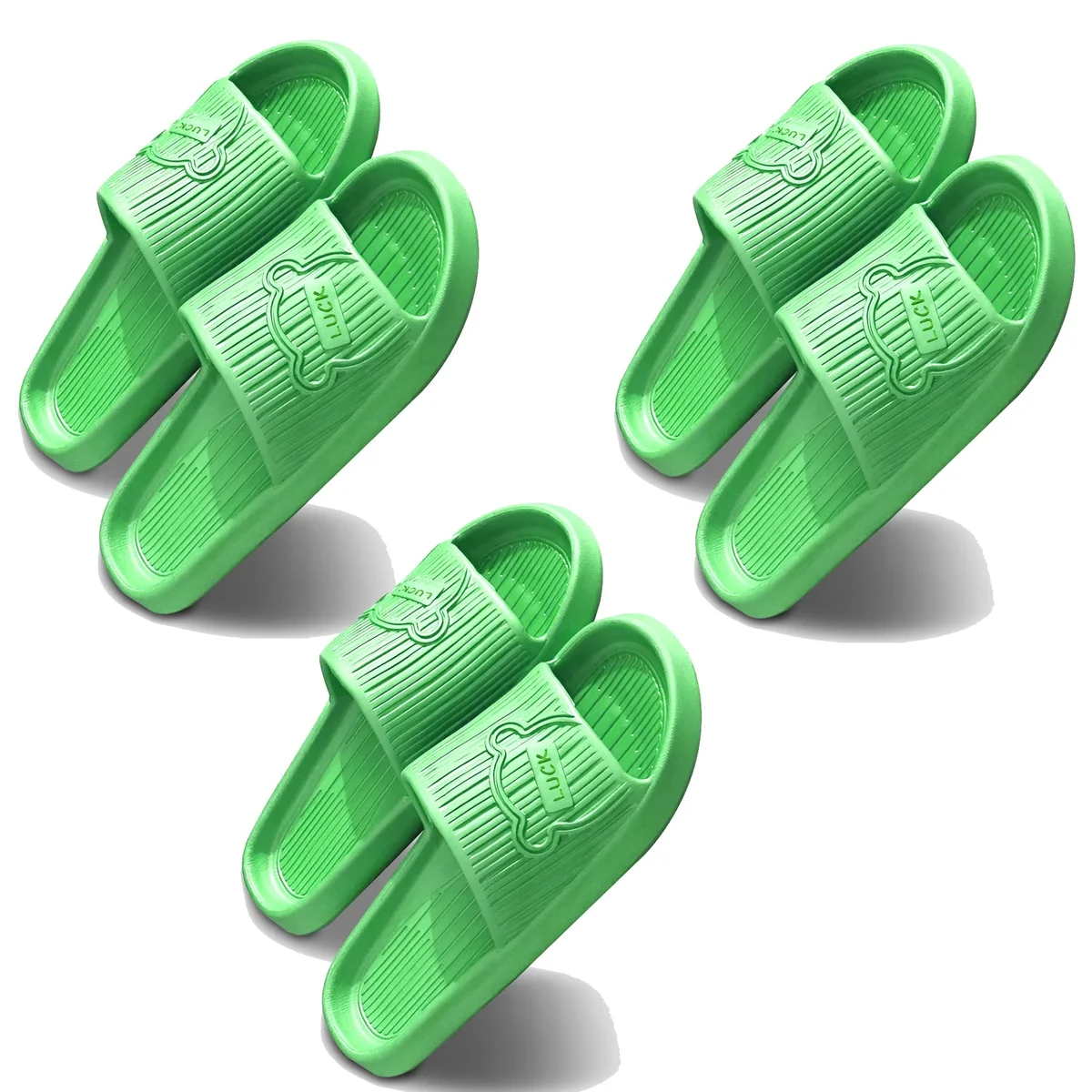 Pair of lightweight, non-slip unisex flip flops in black with ergonomic design and cushioned EVA soles shown side view