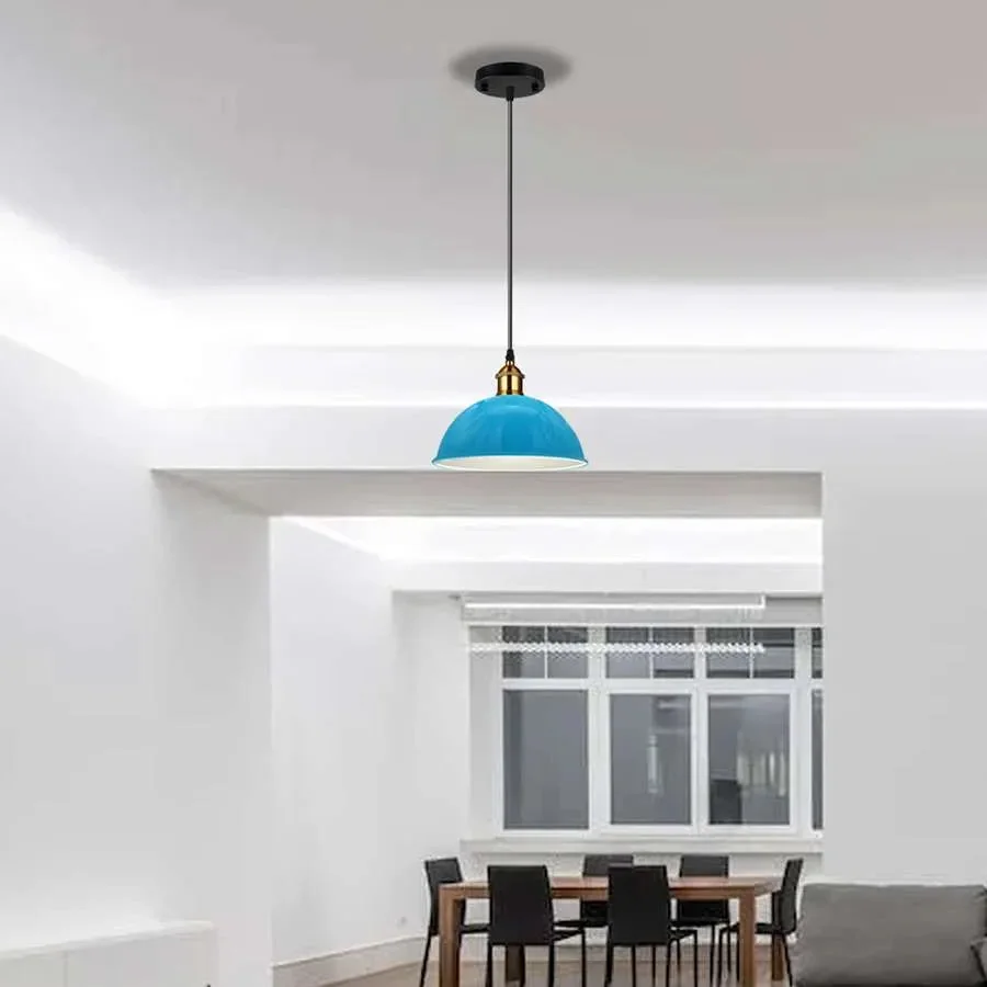 Vintage style hardwired pendant lamp with metal shade and adjustable 95cm PVC cable for ceiling mounting