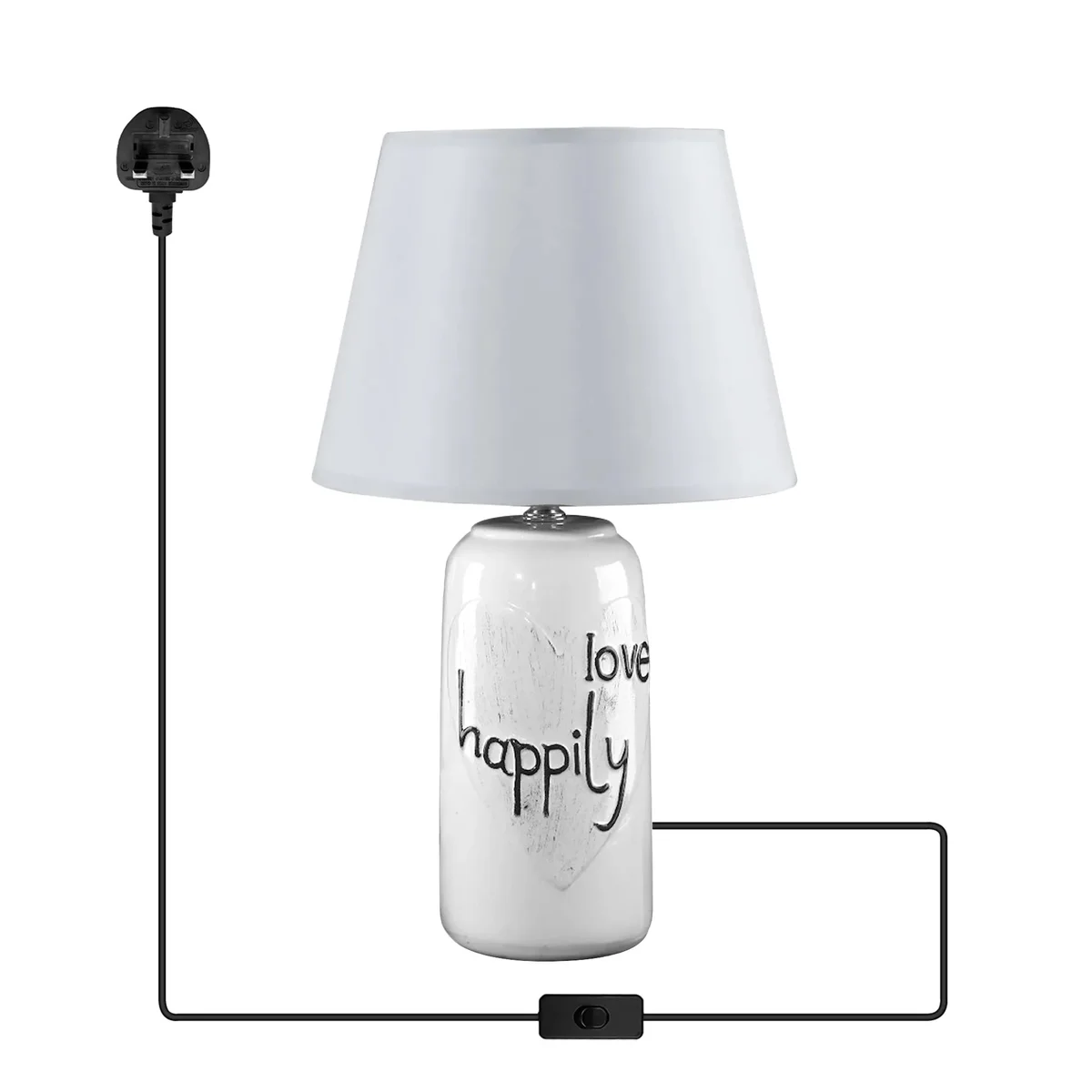 Elegant bedside table lamp with ceramic base and fabric shade, compatible with E27 bulb lamp for soft lighting