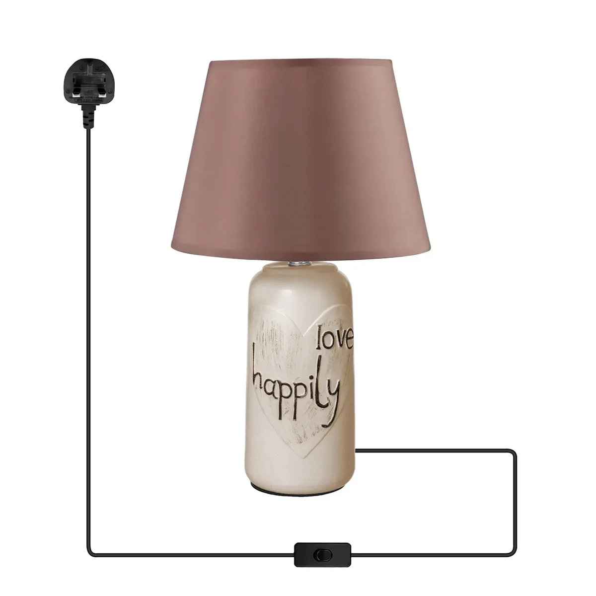 Modern table lamp with ceramic base and fabric shade, ideal for bedroom or living room lighting