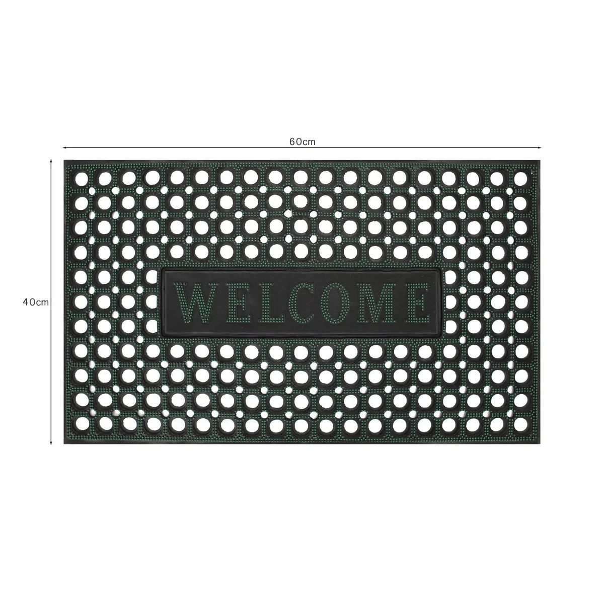Black heavy duty rubber non slip outdoor mats with curved rectangle shape, designed for indoor and outdoor use