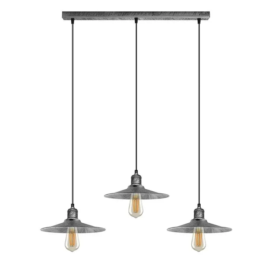Three‑head metal adjustable pendant lamp with adjustable cable, dimmable, industrial style.