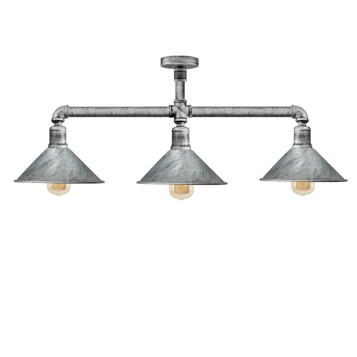 Brushed copper ceiling light with industrial steampunk design, E27 bulb holder, hanging pendant style