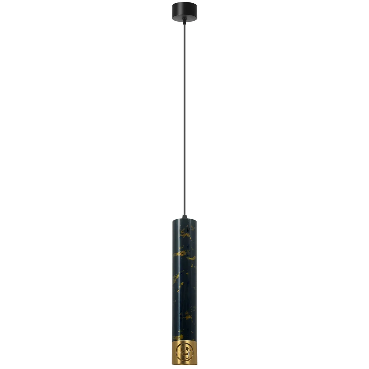 Adjustable modern nordic pendant light in sleek grey marble-textured aluminium cylinder with GU10 bulb, hanging from ceiling
