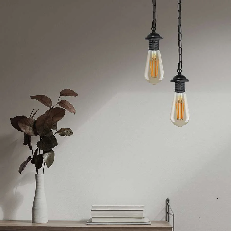All-metal E27 lamp holder with 10cm rose and 85cm adjustable chain in adjustable chain pendant kit.