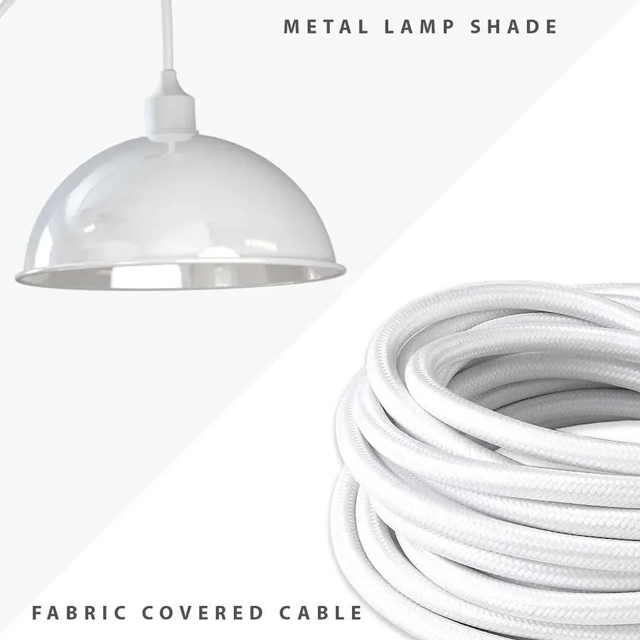 White industrial spider pendant light with two adjustable metal shades, suitable for dimmable E27 pendant bulbs
