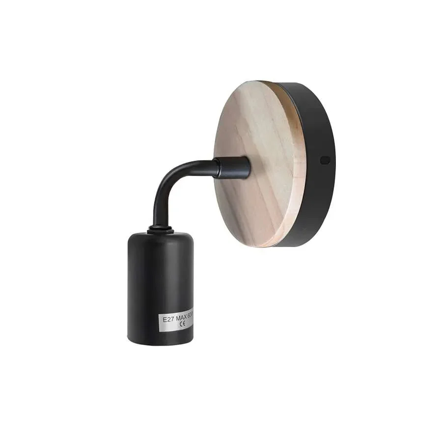 Vintage industrial style hardwired indoor lamp with wood and metal, wall mounted with E27 bulb holder, dimmable design